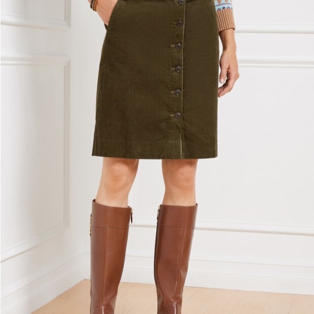 Talbots Dark Green Corduroy Pencil Skirt